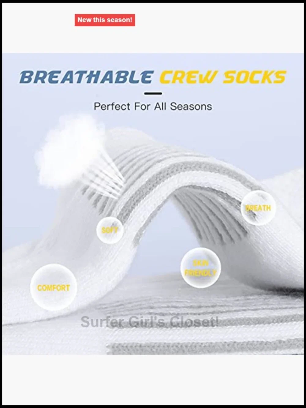 Athletic Crew Socks Cushion Running Socks Performance Breathable Sports Socks